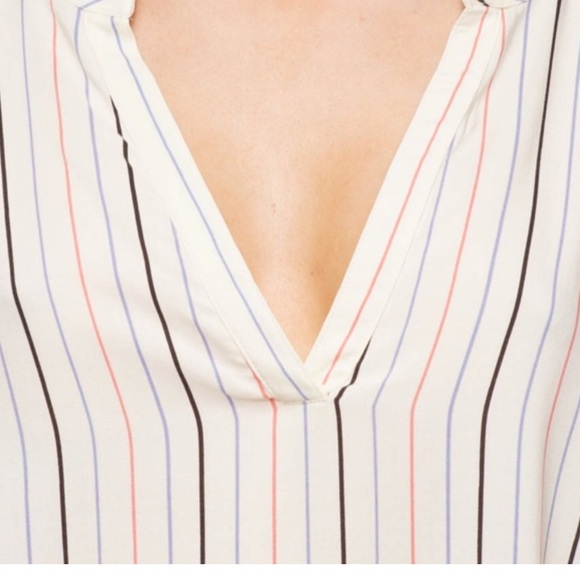 Tavik Swim Coverup Lightweight Mini Dress Stripes Long Sleeve V Neck Size Medium - Picture 2 of 4